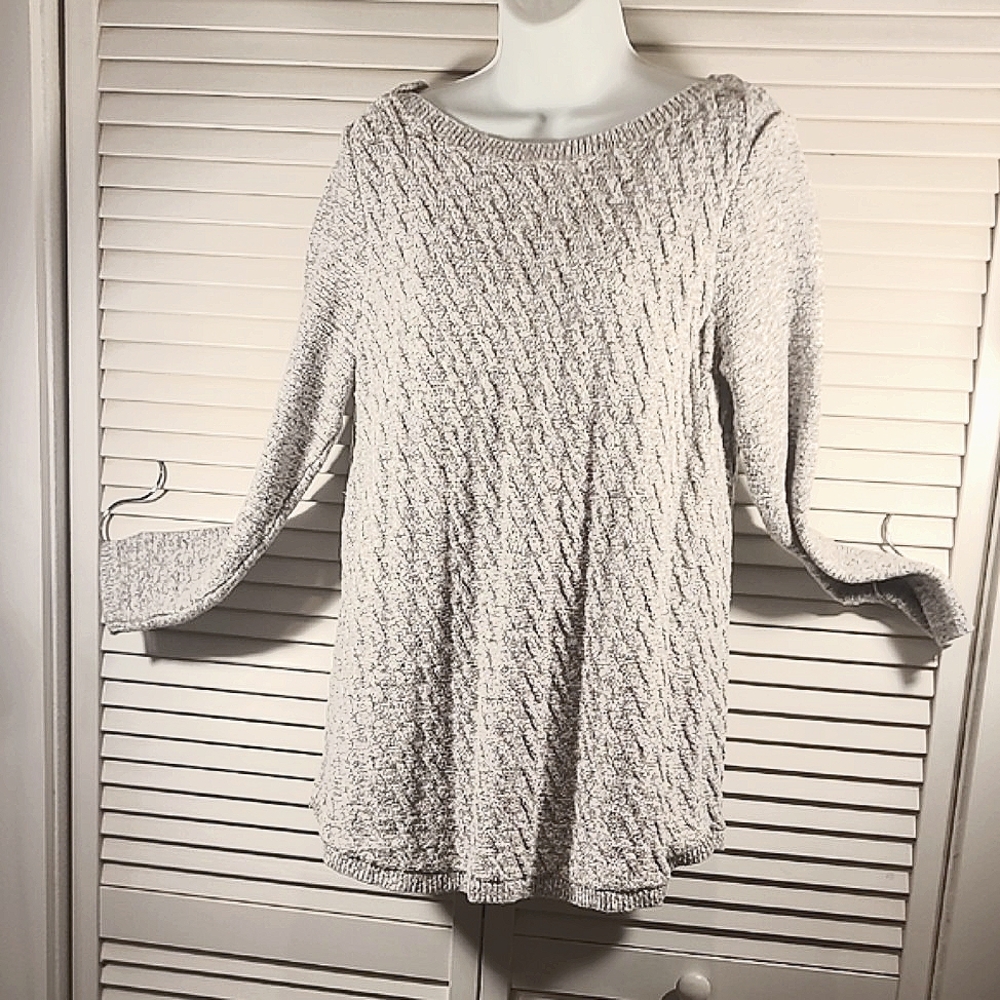 J. Jill Gray Long Sleeve Crew Neck Sweater Dress